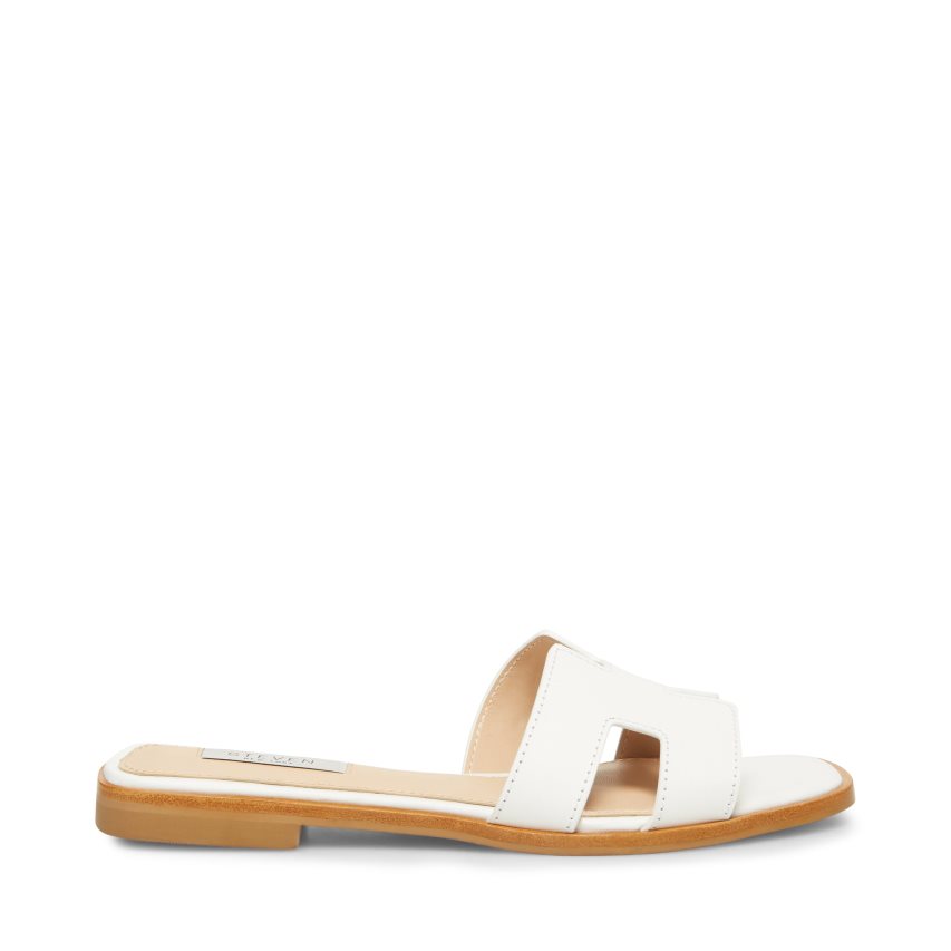 Sandalias de Diapositivas Steve Madden Hadyn Cuero Mujer Blancas | ES PJ209E